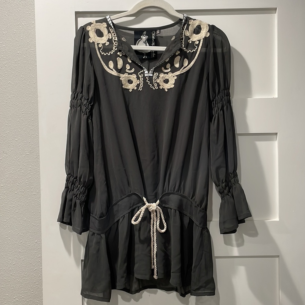 Embroidered peasant tunic